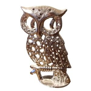 Torino Owl Pierced Stud Earring Holder Freestanding 5.25"t Silver Tone Vintage